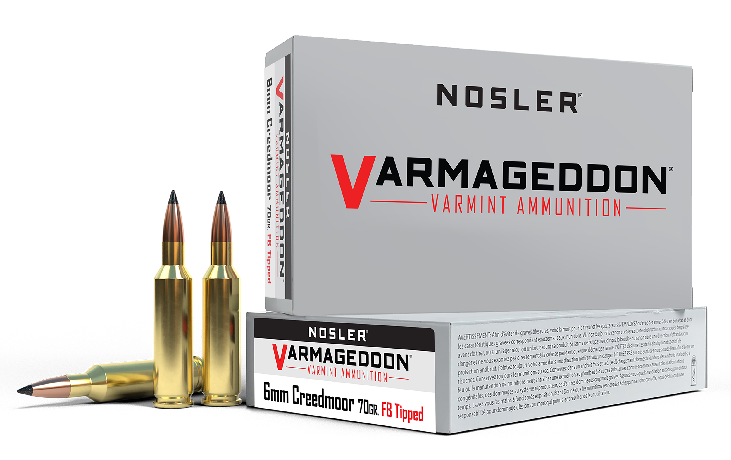 Nosler Varmageddon Rifle Ammunition 65172, 6mm Creedmoor, Flat Base Tipped, 70 gr, 3550 fps, 20 Rd/Bx
