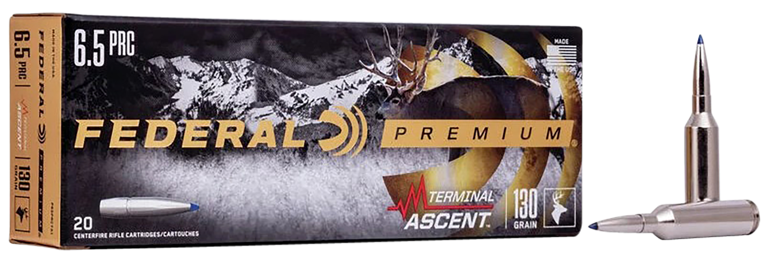 Federal Premium Rifle Ammunition P65PRCTA1, 6.5 PRC, Terminal Ascent, 130 gr, 20 Rd/Bx