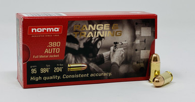 Norma 380 Auto Ammunition 620140050 95 Grain Full Metal Jacket CASE of 1000 Rounds