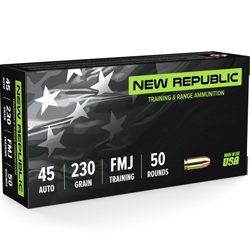 New Republic 45 Auto 230 Grain Full Metal Jacket(FMJ) - Made in USA 853 FPS