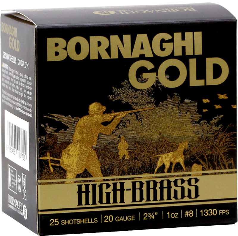 Bornaghi Gold High Brass Dove Loads 20GOLDDOVE286, 20 Gauge, 2-3/4", 1 oz, 1330 fps, #6 Shot, 25 Rd/bx