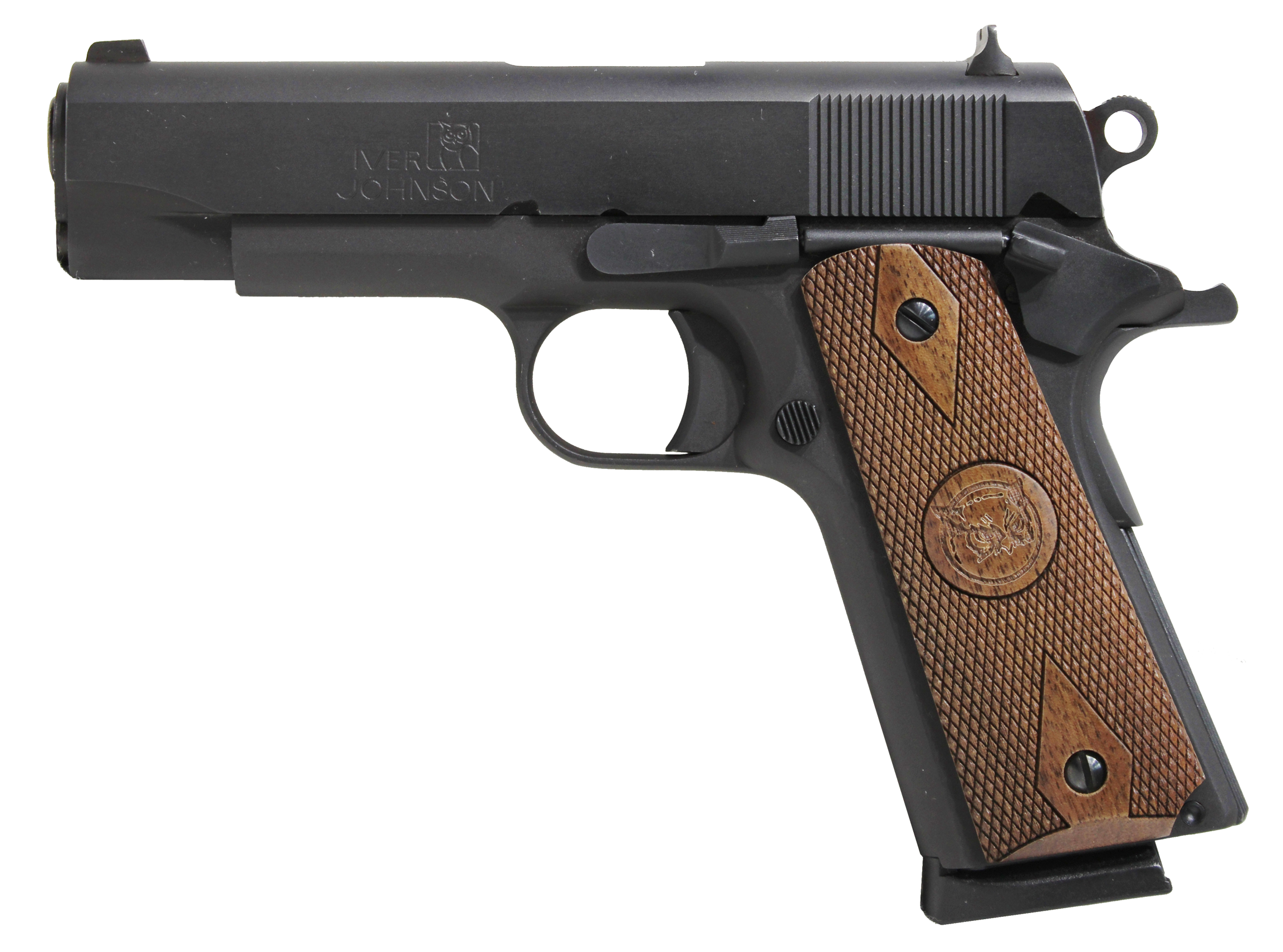 Iver Johnson 1911 Falcon Cammander 70 Series Pistol FALCON, 45 ACP, 4.25", Walnut Grips, Blued, 8 Rds