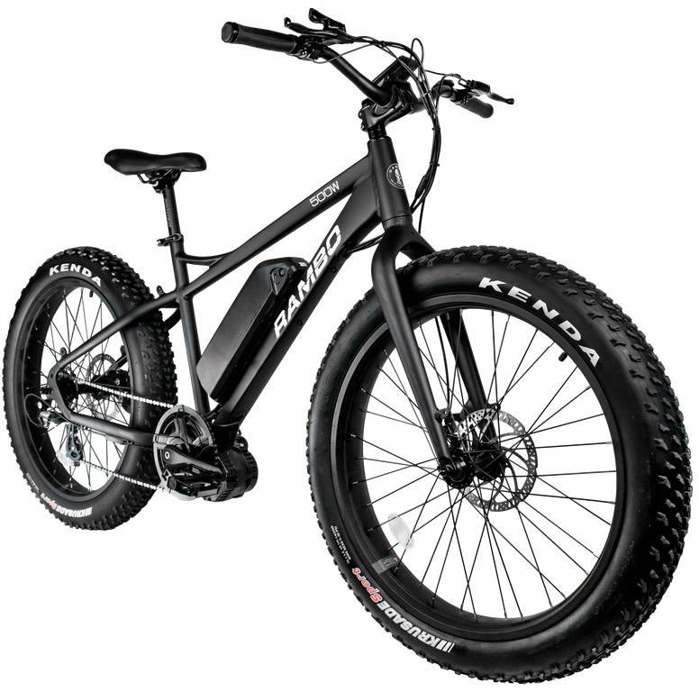 Rambo Bikes Cruiser 500W Electronic Bicycle, 500w, Matte Black (500W)