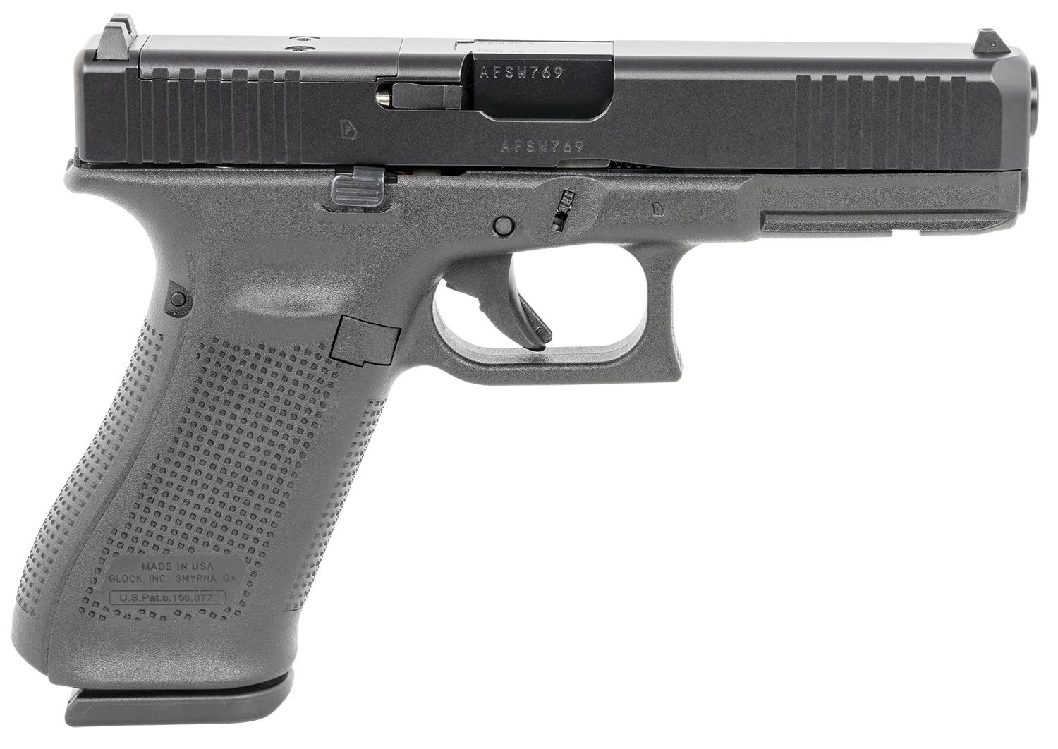 Glock G17 Gen5 MOS Pistol G17517MOSUS, 9mm Luger, 4.49", Modular Backstrap, Black nDLC Finish, 17 Rds