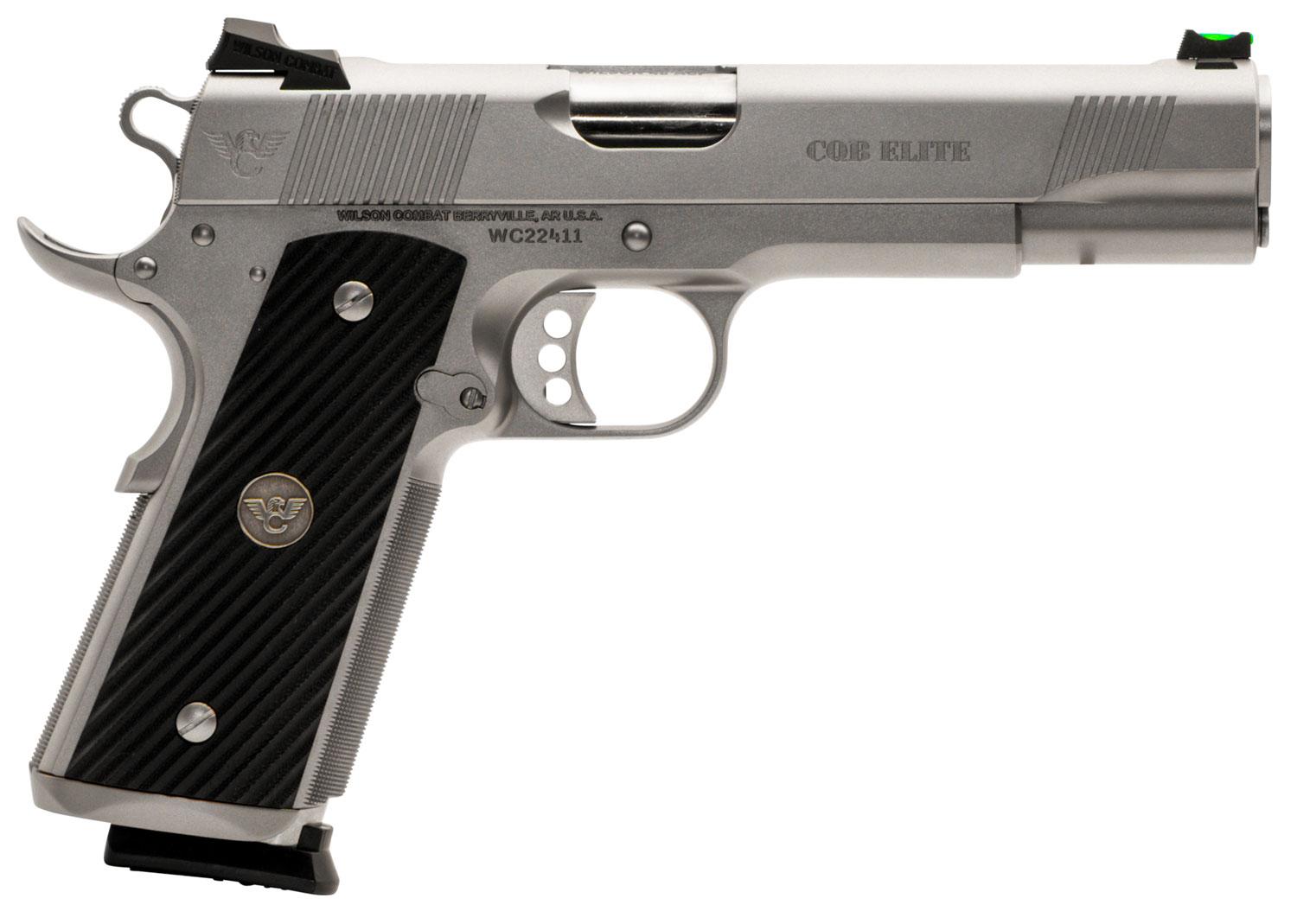 Wilson Combat 1911 CQB Elite Pistol CQBEFS45SS, 45 ACP, 5", Black G10 Grips, Stainless Finish, 8 Rds