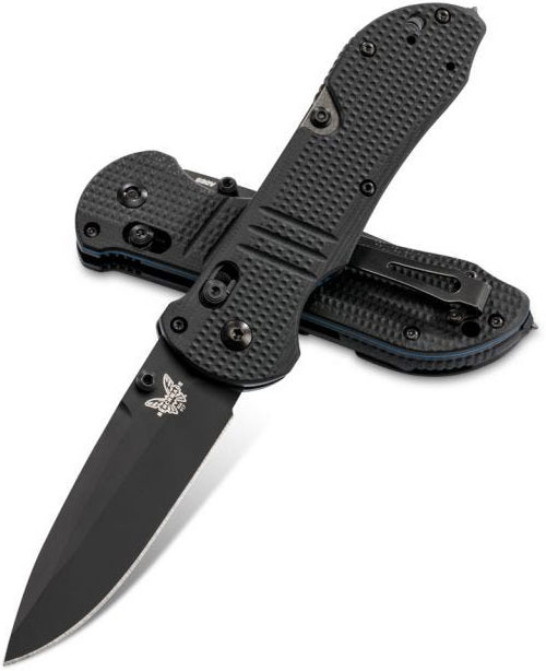 Benchmade Thin Blue Line Tactical Triage Folding Knife w/Black Stainless Steel Drop Point Blade (917BK-1901)
