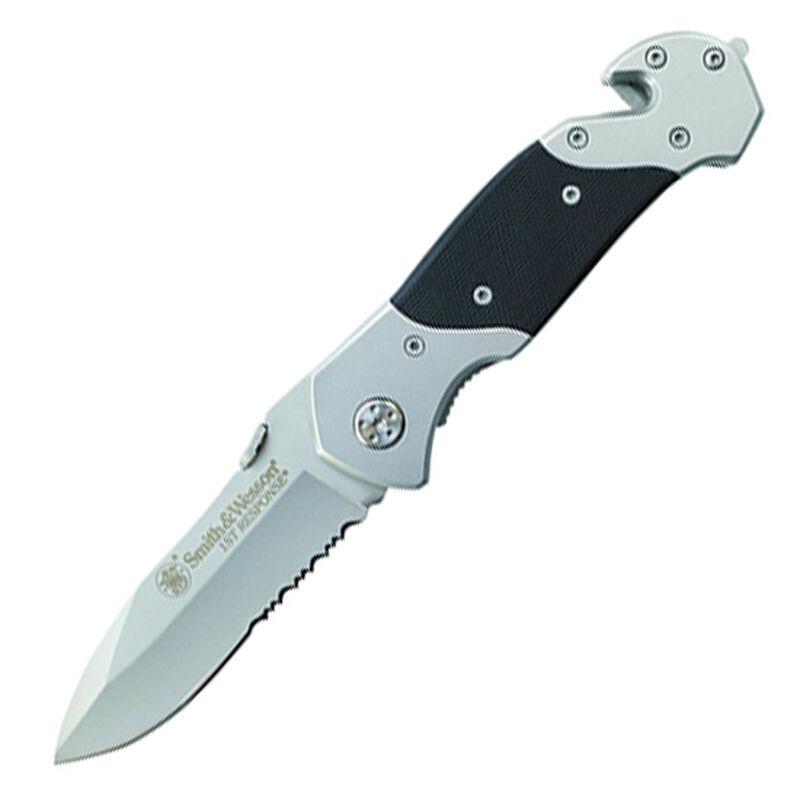 Smith & Wesson First Responder Folding Pocket Knife Serrated Drop Point Blade Black Silver