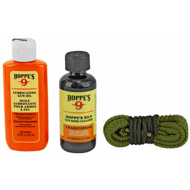 Hoppe's, 1-2-3 Done! Cleaning Kit - 9MM Pistol, Clam Pack, Includes Bore Snake, Solvent, and Oil