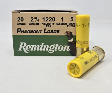 Remington 20 Gauge Ammunition Pheasant Loads PL205 2-3/4" #5 Shot 1oz 1220fps 25 Rounds