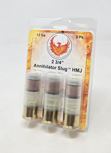 Phoenix Rising 12 Gauge Ammunition Annihilator Slug PR12HMJSLUG 2-3/4" 485 Grain Half Metal Jacket Soft Point Slug 1540 FPS 3 Rounds