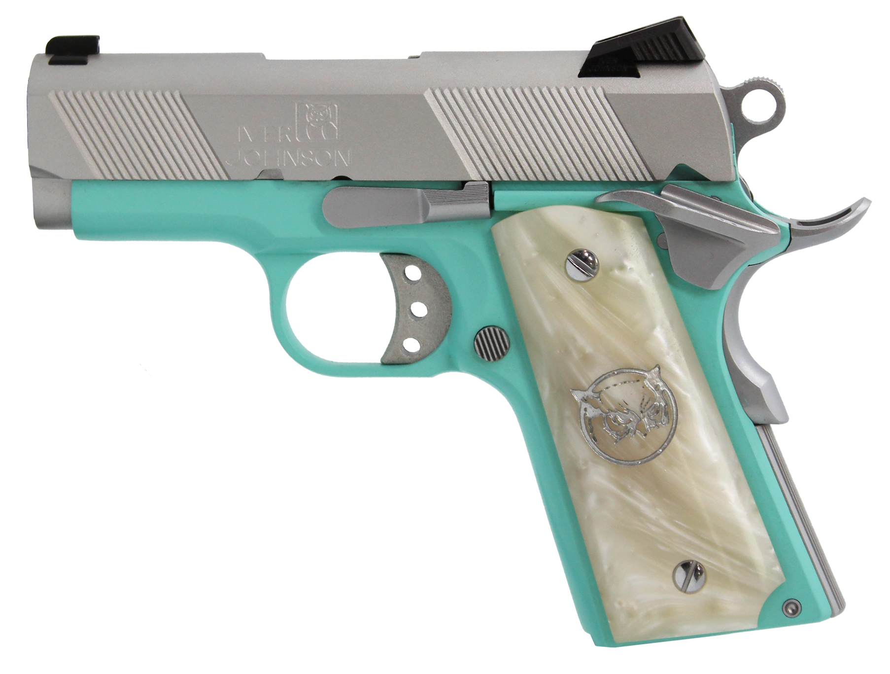 Iver Johnson 1911 Thrasher Officer 70 Series Pistol THRASHERTB9, 9mm Luger, 3.13", Tiffany Blue, 8 Rds