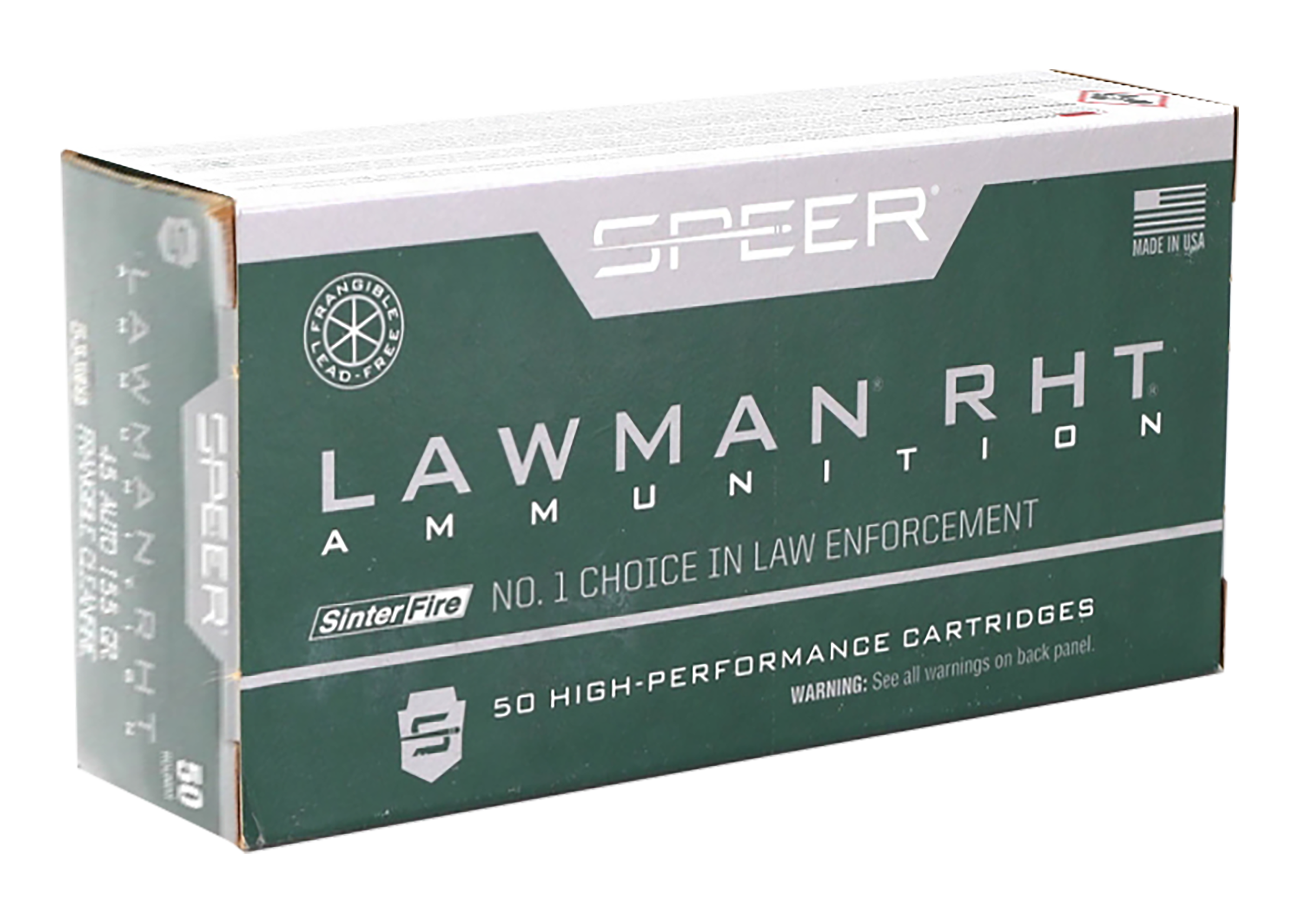 Speer Lawman RHT Handgun Ammunition 53395, 45 ACP, Frangible, 155 GR, 50 Rd/Bx