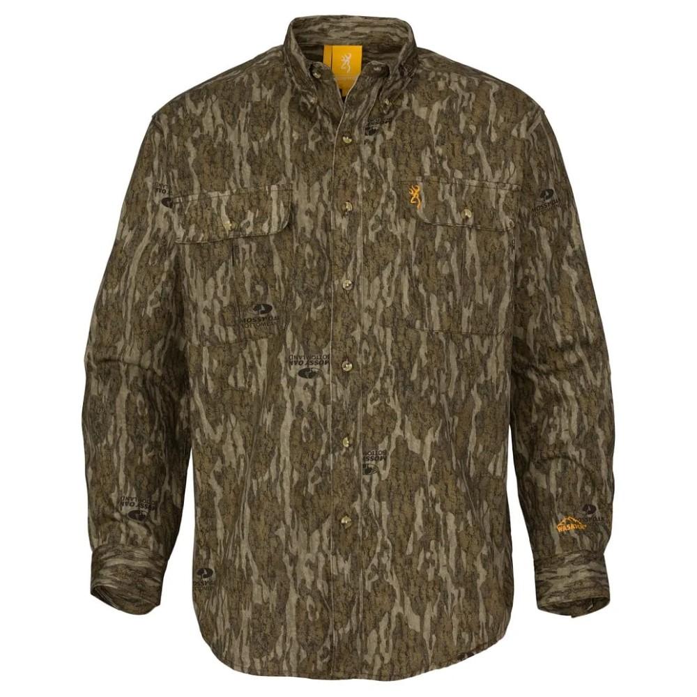 Browning Wasatch-CB Camouflage Button-Front Shirt Mossy Oak Bottomland Size L