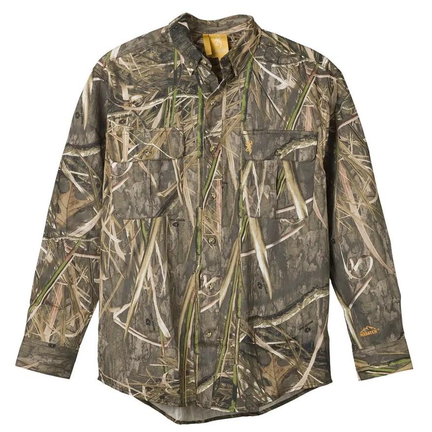 Browning Wasatch-CB Cotton Button-Down Shirt Mossy Oak Shadow Grass Habitat Medium