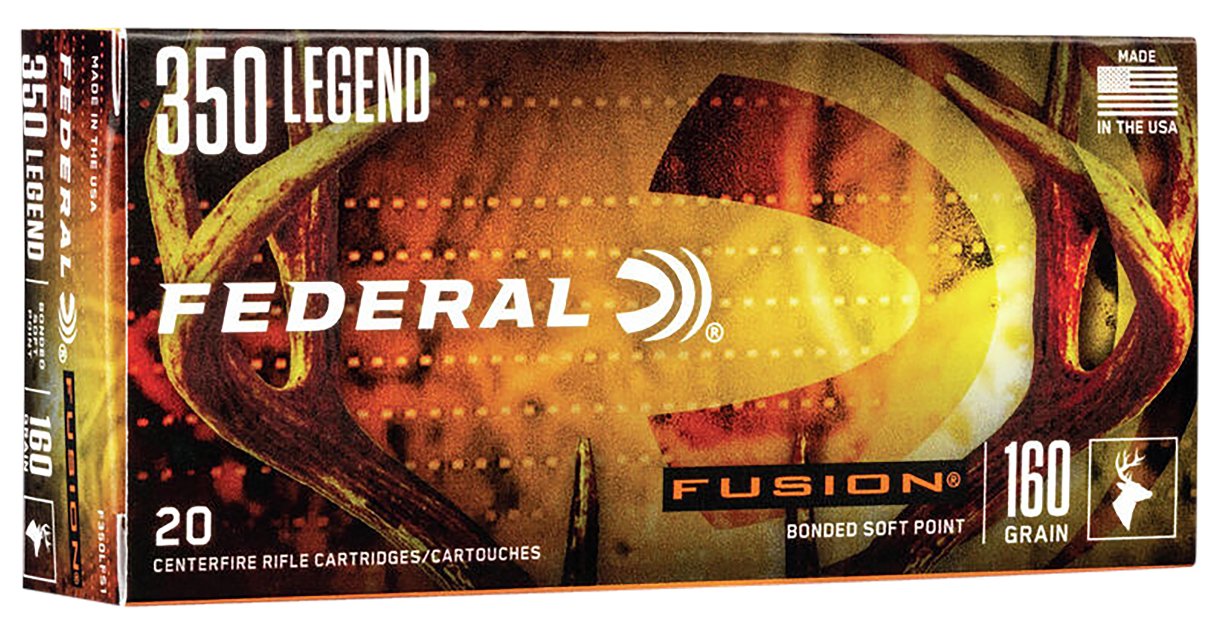 Federal Fusion Rifle Ammunition F350LFS1, 350 Legend, Soft Point, 160 gr, 2300 fps, 20 Rd/Bx