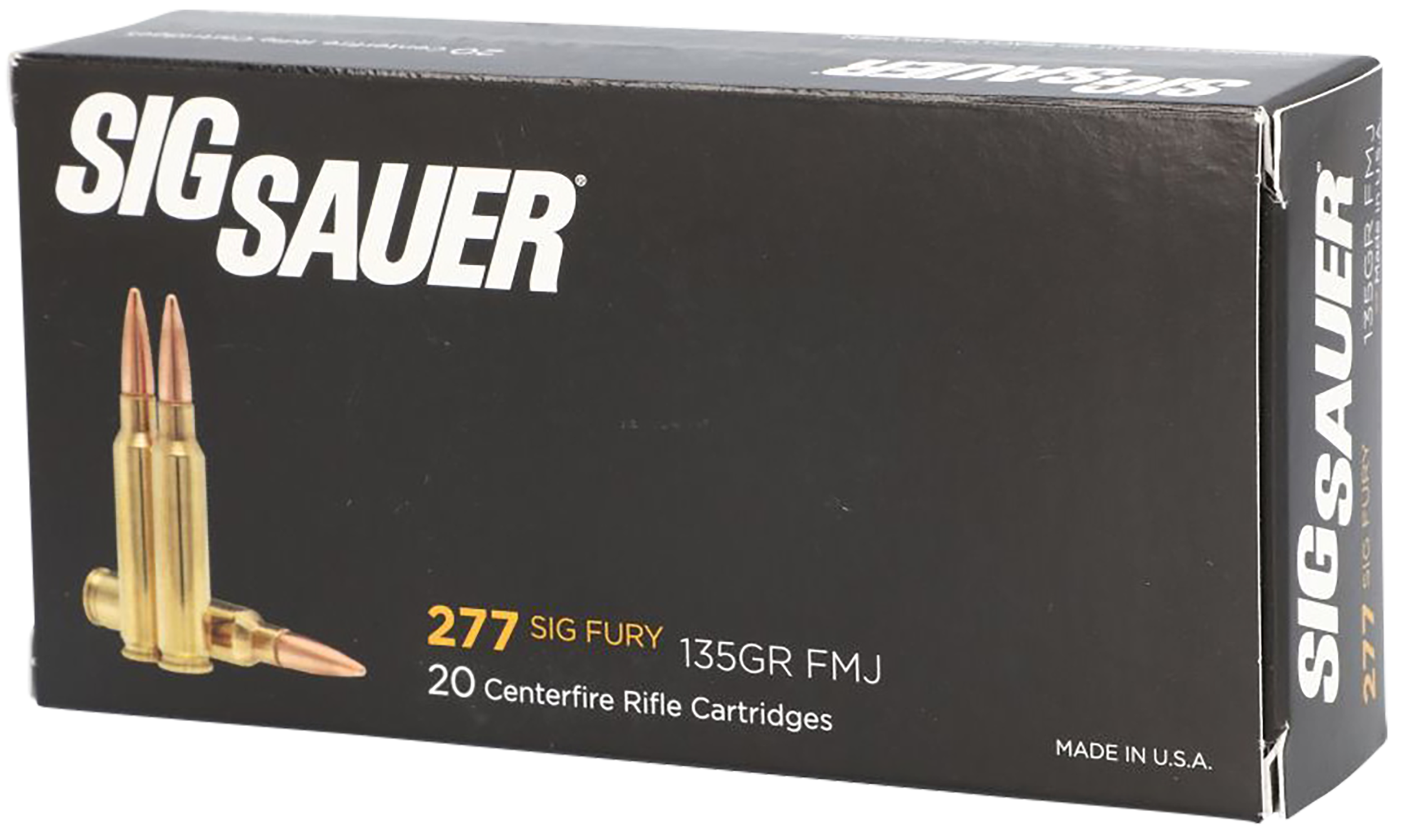 Sig Sauer Elite Ball Rifle Ammunition E277SFB135-20, 277 Sig Fury, FMJ, 2750 fps, 135 Grain, 20 Rds