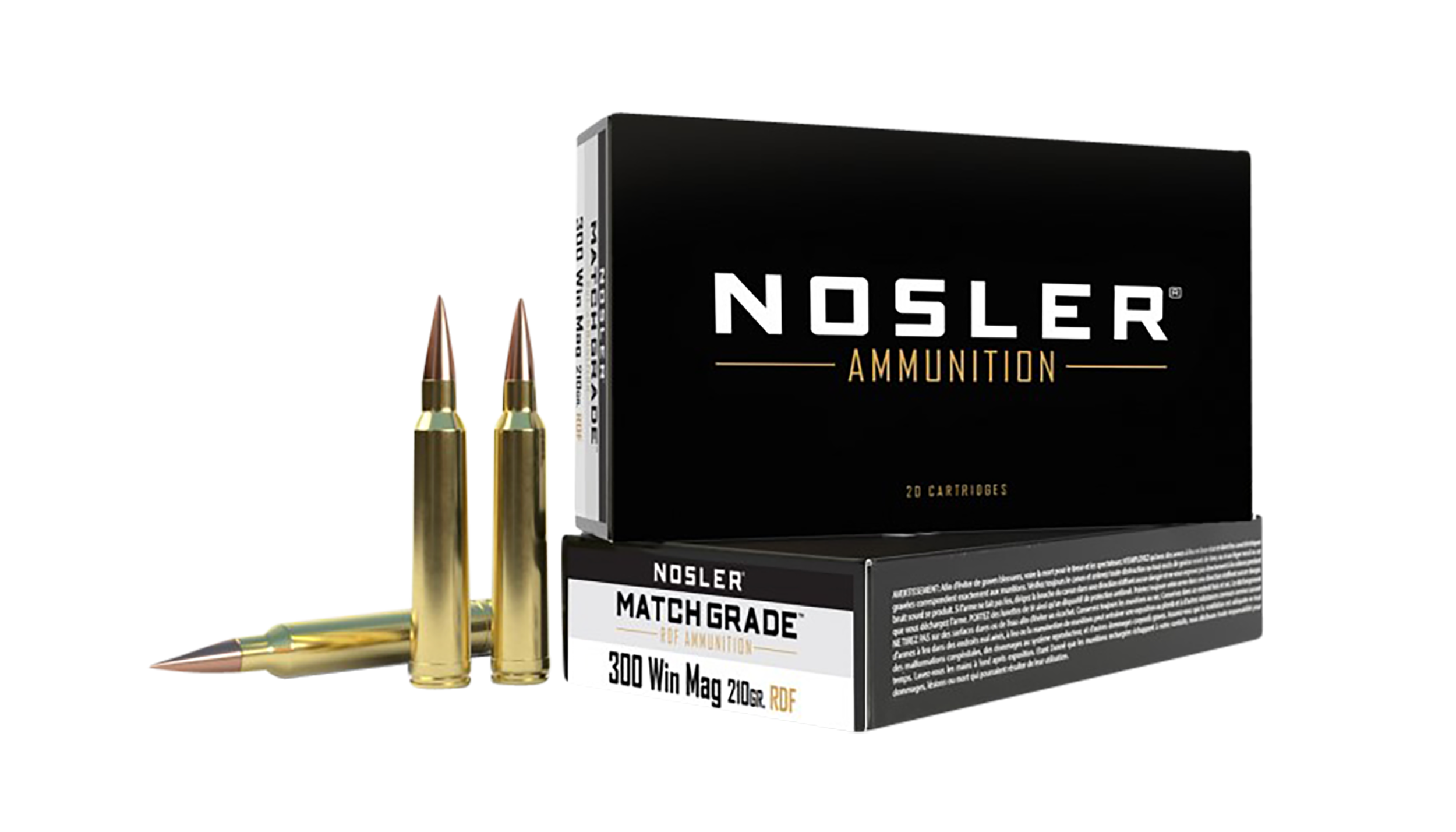 Nosler Match Grade Rifle Ammunition 60158, 300 Win Mag, Hollow Point Boat Tail, 210 gr, 2750 fps, 20 Rd/Bx