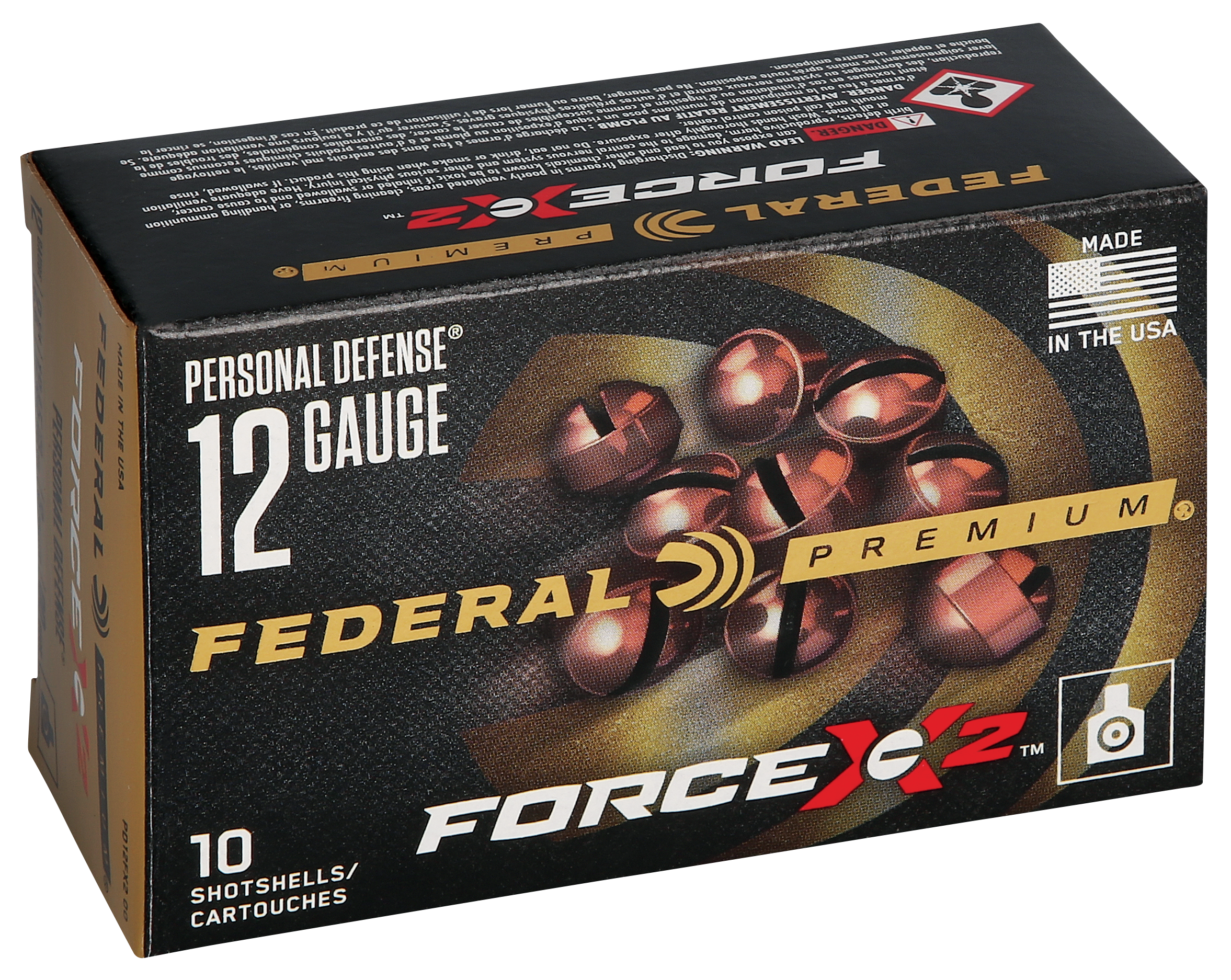 Federal Force X2 Shorty Shotshells PD129FX200, 12 Gauge, 1-3/4", 6 Pellets, 1245 fps, 00 Buckshot, 10 Rd/bx