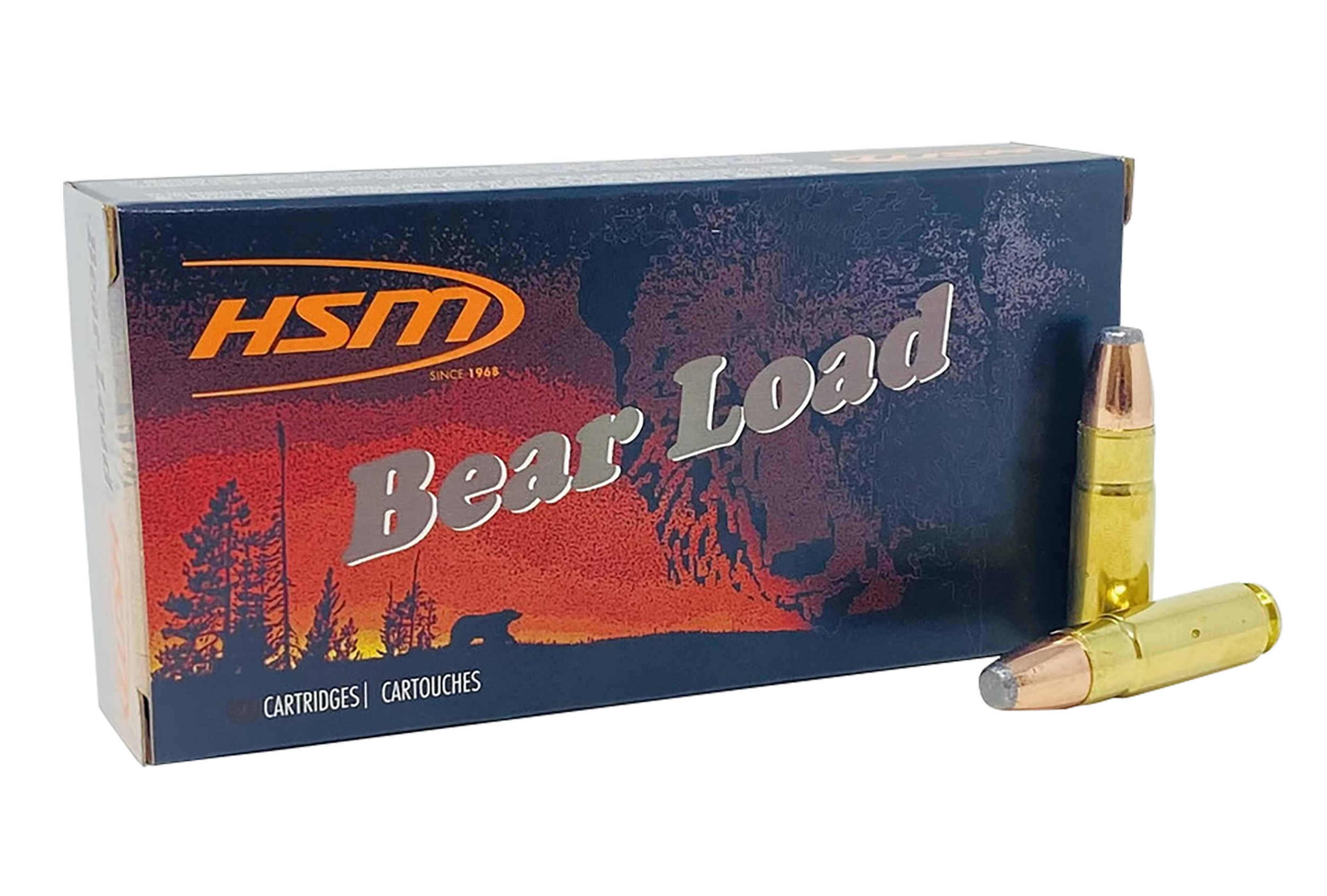 HSM Bear Load Rifle Ammunition 458SOCOM1N, 458 SOCOM, Jacketed Flat Point, 350 gr, 20 Rd/Bx