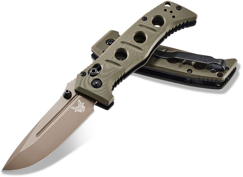 Benchmade Mini Adamas Folding Knife w/FDE Plain-Edge CPM-CruWear Drop Point Blade (273FE-2)