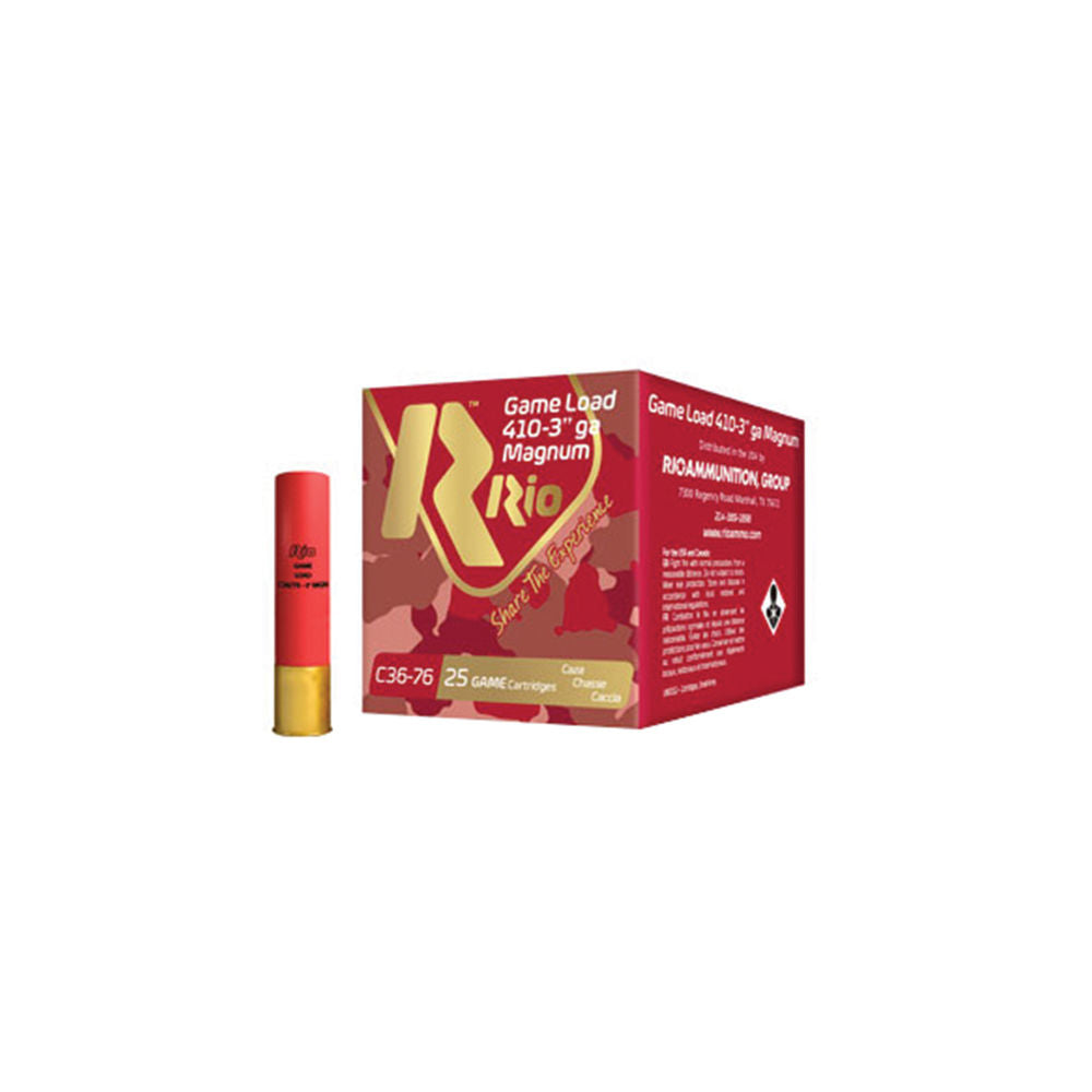 Rio Ammunition Game Load Heavy Field Shotgun Ammo .410 Bore 3 in 11/16 oz #8 1150 FPS