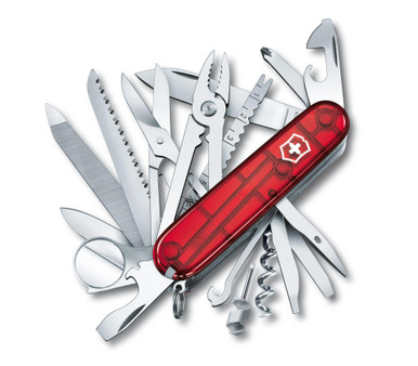 Victorinox Swiss Army Swiss Champ Multi-Tool Knife - Translucent Ruby Edition, 33 Total Tools