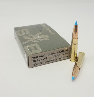 Sellier & Bellot 300 AAC Blackout Ammunition Exergy Blue SB300BLKXA 110 Grain Lead Free Ballistic Tip 20 Rounds