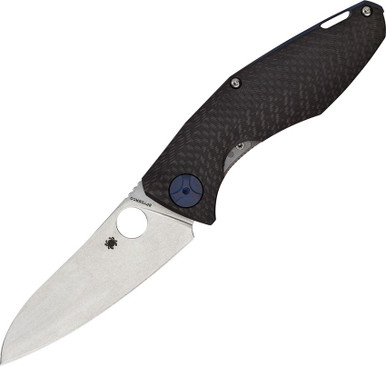 Spyderco Dmitry Sinkevich Drunken Folding Knife - 3.5" S90V Stonewashed Plain Blade, Carbon Fiber and Titanium Handles - C235CFTIP