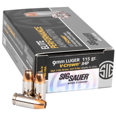 Sig Sauer Elite V-Crown 9mm 115 Grain JHP - 50 Rounds per Box