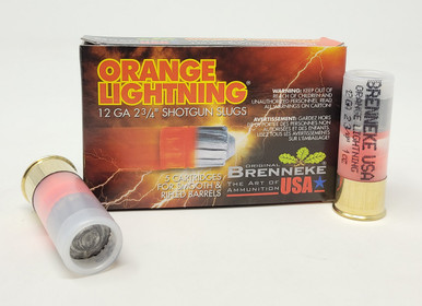Brenneke 12 Gauge Ammunition Orange Lightning SL122Ol 2-3/4" Slug 1oz 1476fps 5 Rounds