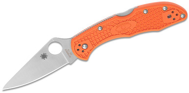 Spyderco Delica 4 - 2.875" VG10 Satin Plain Blade, Orange FRN Handles - C11FPOR
