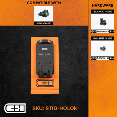 C&H Precision STACCATO DUO™ to Holosun 407K / 507K Adapter Plate - Anodized Black Finish, Includes Mounting Hardware