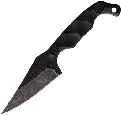 Stroup Knives Mini Mod 1 Fixed Blade - 3" 1095HC Blade, Black Sculpted G10 Handles, Kydex Sheath
