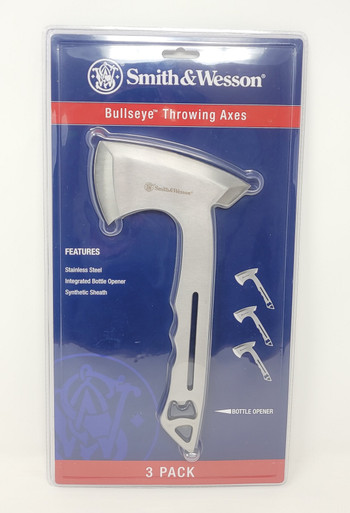 Smith & Wesson Bullseye Throwing Axes SW1117231 10.3" Overall Length 1.75" Blade Length Pack of 3 With Sheath Stainless Steel
