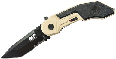 Smith & Wesson M&P MAGIC Assisted Opening Folding Knife SWMP3BSD 2.9" Serrated Tanto Tip Blade Black/FDE