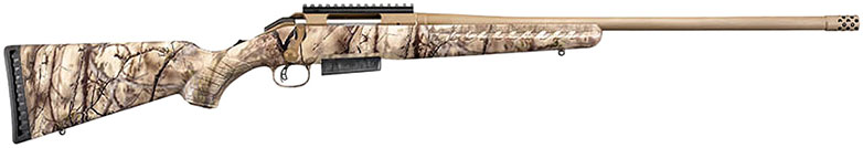 Ruger American Go Wild Rifle 36925, 6.5 PRC, 24", Go Wild Camo Synthetic Stock, Burnt Bronze Finish, 3 Rds