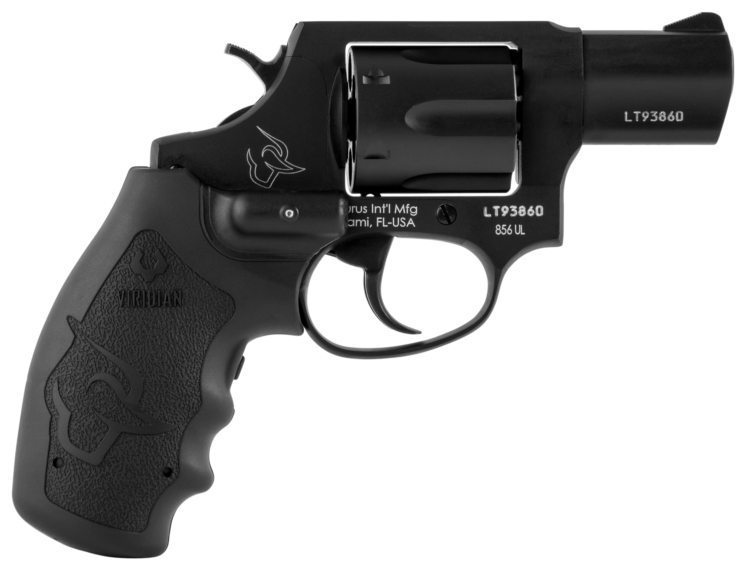 Taurus 856 Ultra-Lite Revolver 2856021ULVL, 38 Special, 2", Black Polymer w/Viridian Laser Grip, Matte Black Finish, 6 Rd