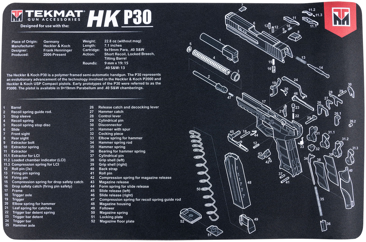 TekMat Original Cleaning Mat, HK P30 Parts Diagram (R17HKP30)