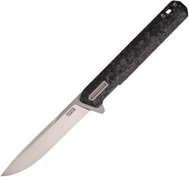 Tekto Knives F2 Bravo Flipper Knife - 3.25 D2 Satin Blade,Black G10 and Carbon Fiber Handle with Silver Titanium Accents