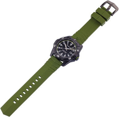 ProTek USMC 1015G Dive Watch - 42mm Carbon Composite Case, 300M Water Resistance, T25 Tritum Tube Illumination, Green Rubber Strap