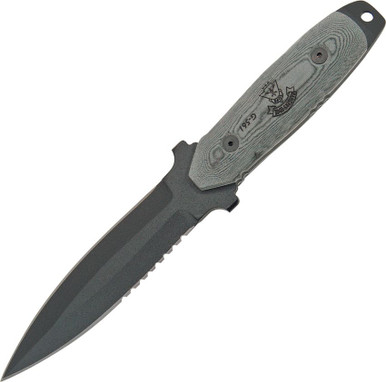 TOPS Knives Ranger's Edge Fixed Blade Combat Knife - 5-1/2" Double Edge 1095 Carbon Dagger, Micarta Handles, Kydex Sheath - RE3010