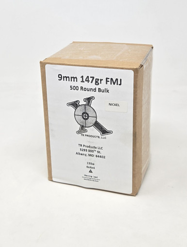 Ten Ring 9mm Ammunition Nickel Plated Brass TR9MM147500NP 147 Grain Full Metal Jacket BULK 500 Rounds