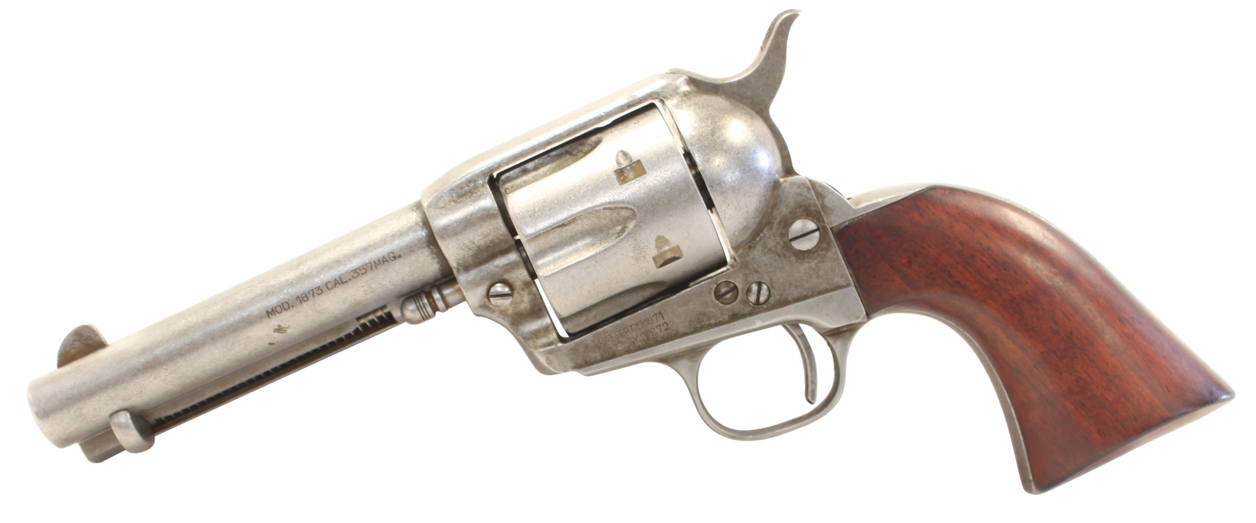 Taylors 1873 Cattleman Antique Revolver 555136, 357 Mag, 4.75", Walnut Grip, Antique Steel Finish, 6 Rd