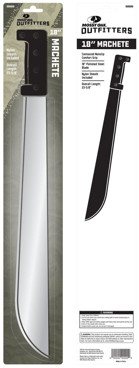Mossy Oak Outfitters 18" Machete w/Sheath (14201)