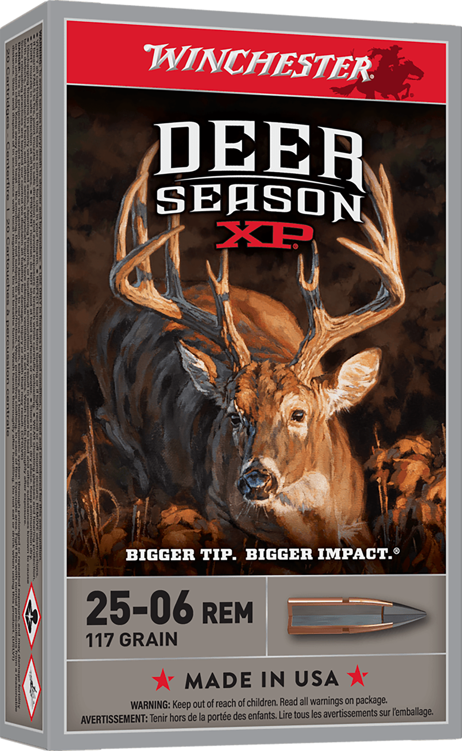 Winchester Deer Season XP Winchester Rifle Ammunition X2506DS, 25-06 Rem, Extreme Point Polymer Tip, 117 gr, 3100 fps, 20 Rd/Bx