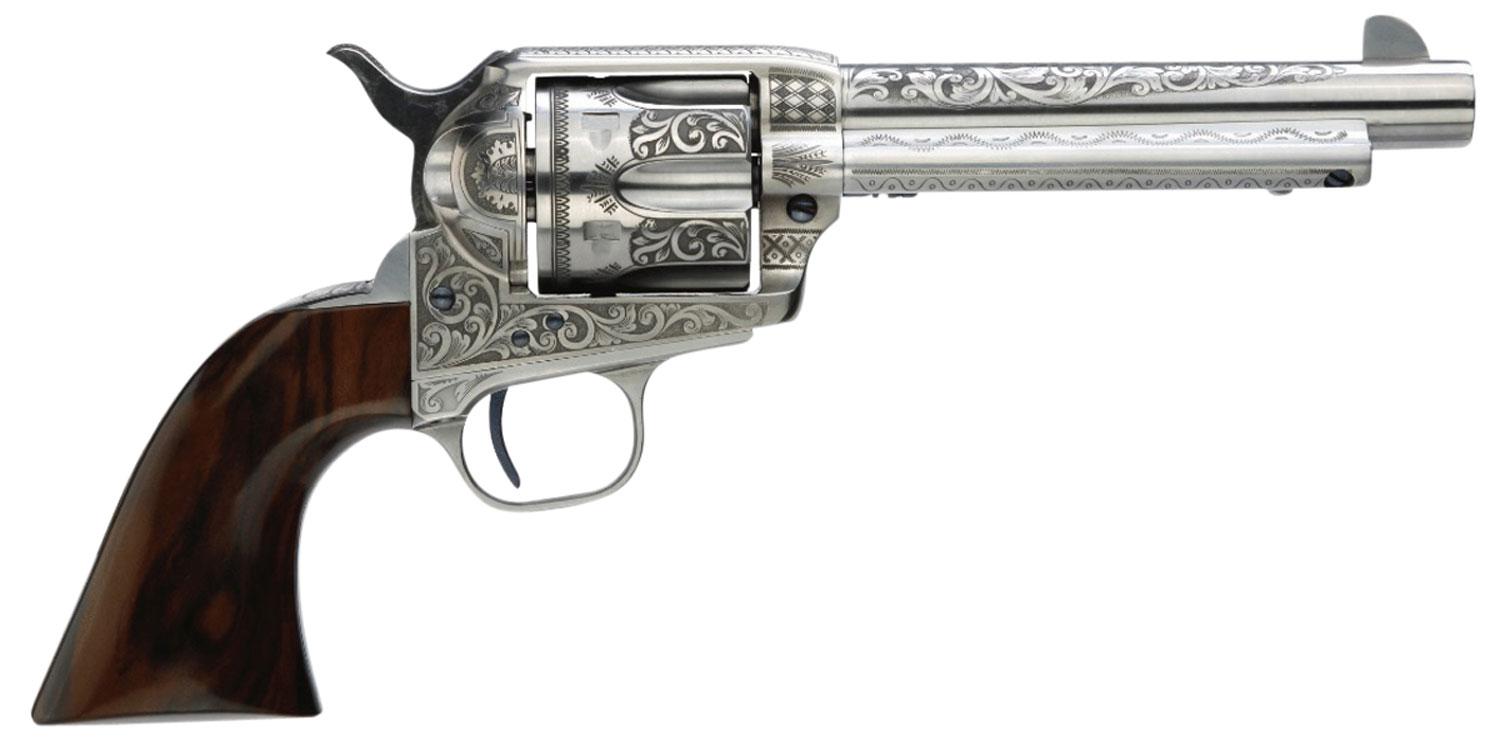 Taylors 1873 Cattleman Revolver 550898, 45 Colt (LC), 5.50", Walnut Grips, Photo Engraving, 6rd