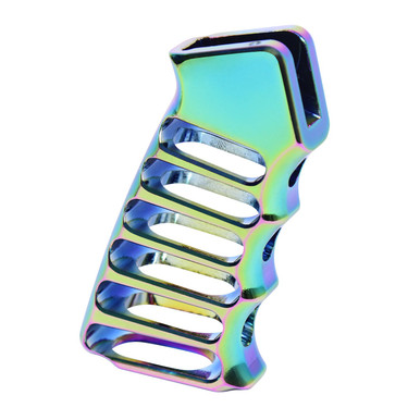 Guntec USA Ultralight Series Skeletonized Aluminum Pistol Grip - Gloss Rainbow PVD Finish