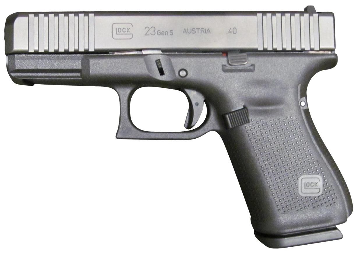 Glock G23 Gen5 Compact Pistol PA235S201, 40 S&W, 4.02", Modular Backstrap, Black nDLC Finish, 10 Rds