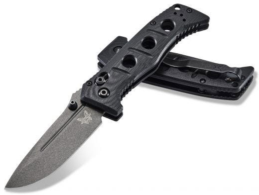Benchmade Mini Adamas Folding Knife w/Tungsten Gray Plain-Edge CPM-CruWear Drop Point Blade (273GY-1)