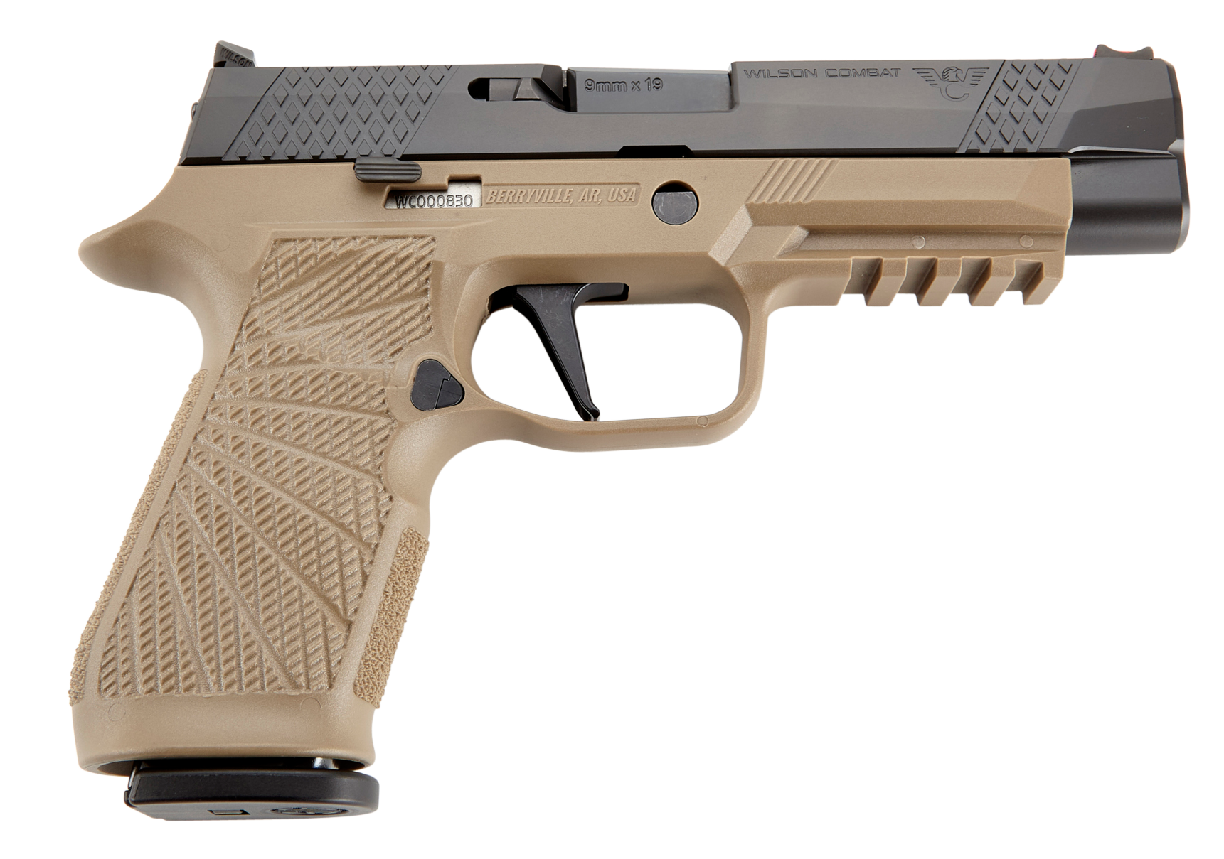 Wilson Combat Sig P320 Pistol WCP320F9T, 9mm, 4.7 in, FDE Grip, Black Finish, 17 Rd
